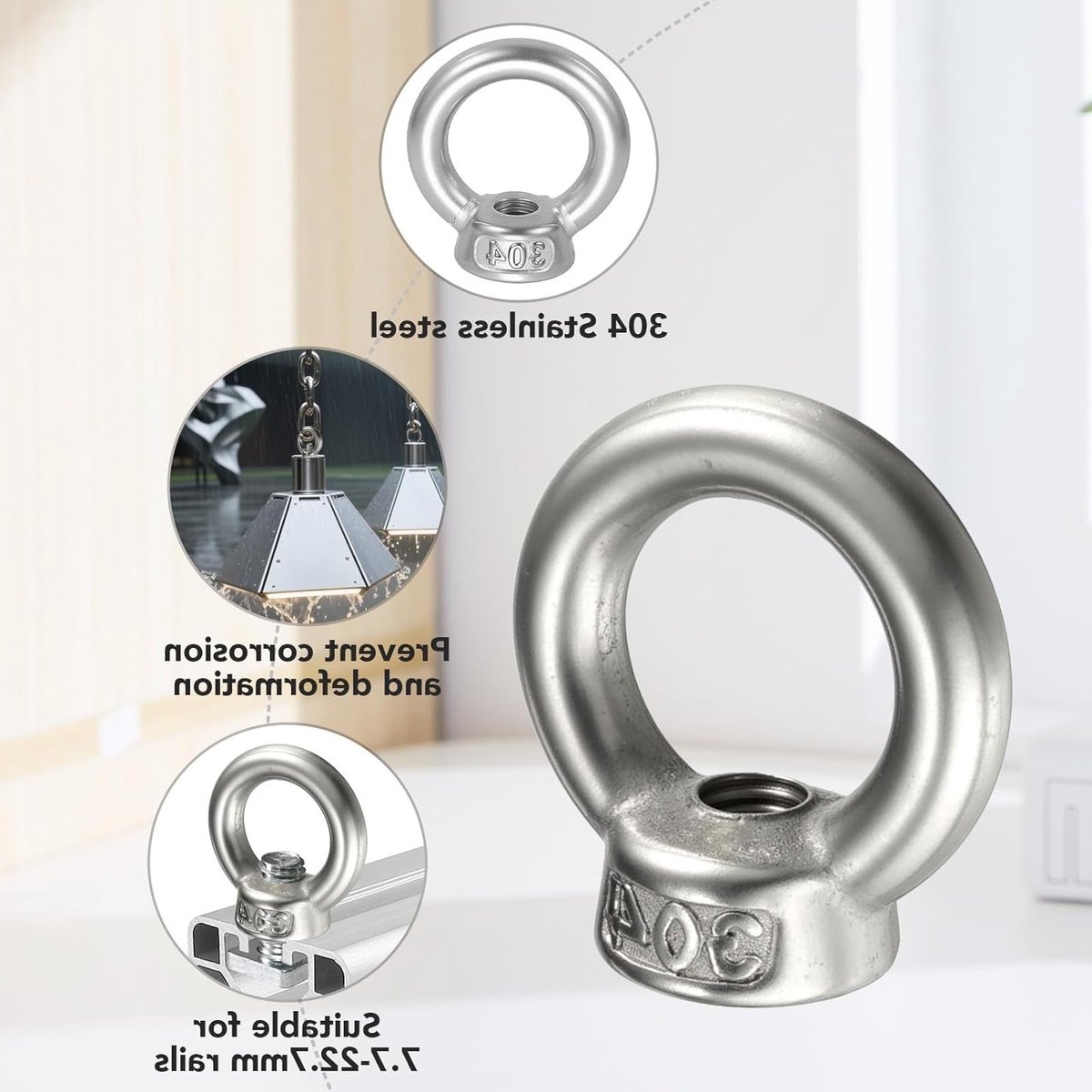 10 Stuks RVS Ringmoeren M6*12mm met Hamerspoor voor Bevestiging van Planten, Trailers en Kassen