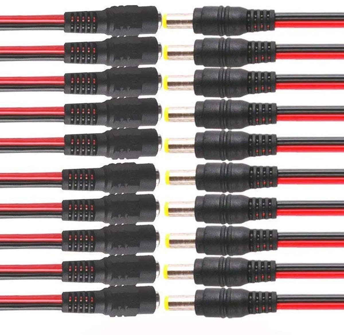 ONF3 - DC Stroomkabel Pigtails - Aansluitkabel voor CCTV-camera - Heavy-duty kwaliteit - 5,5 x 2,1 mm - 10 Sets - Geschikt voor beveiligingscame...