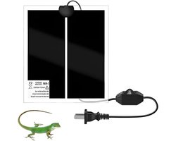 Terrarium Verwarmingsmat - Warmtemat Reptiel - Optimale Warmte - Instelbare Temperatuur - 28 x 28 cm - Zwart