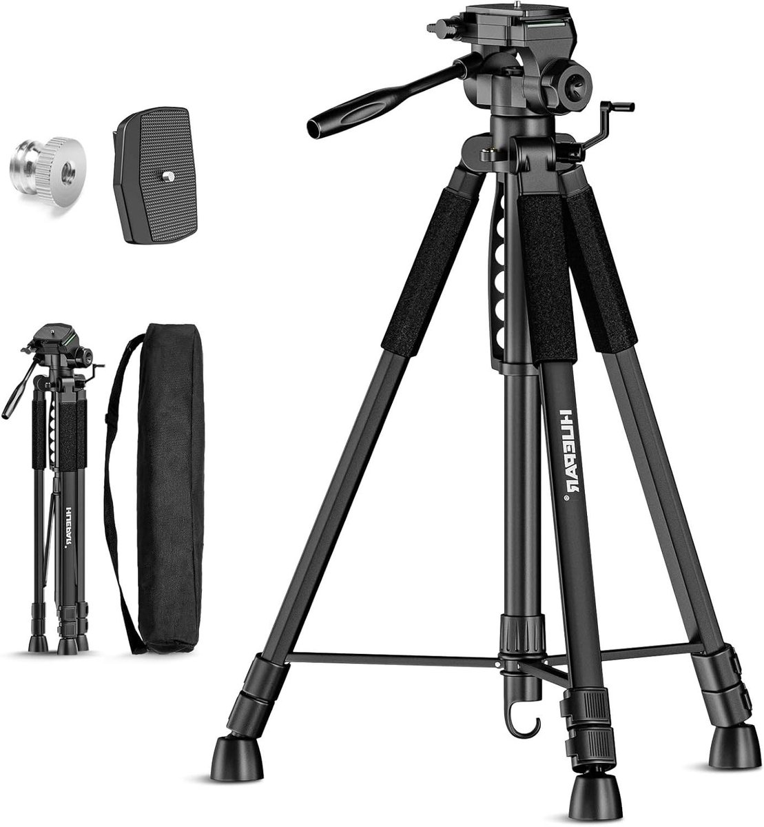 Laserwaterpas Statief - Camerastatief - Precisie Metingen - 3-Weg Draaikop - 1.60 Meter - Zwart
