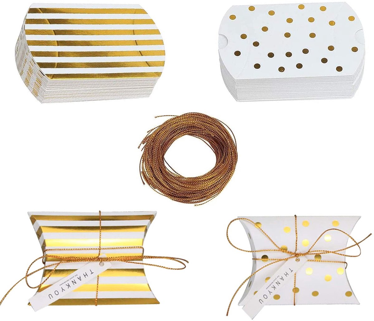 aladdien - 50 Stuks Chocolade Geschenkdoos - Snoep Dozen - Voedselveilig en Duurzaam - Gestreept en Gestippeld - Perfect voor Feestjes en Bruiloften..