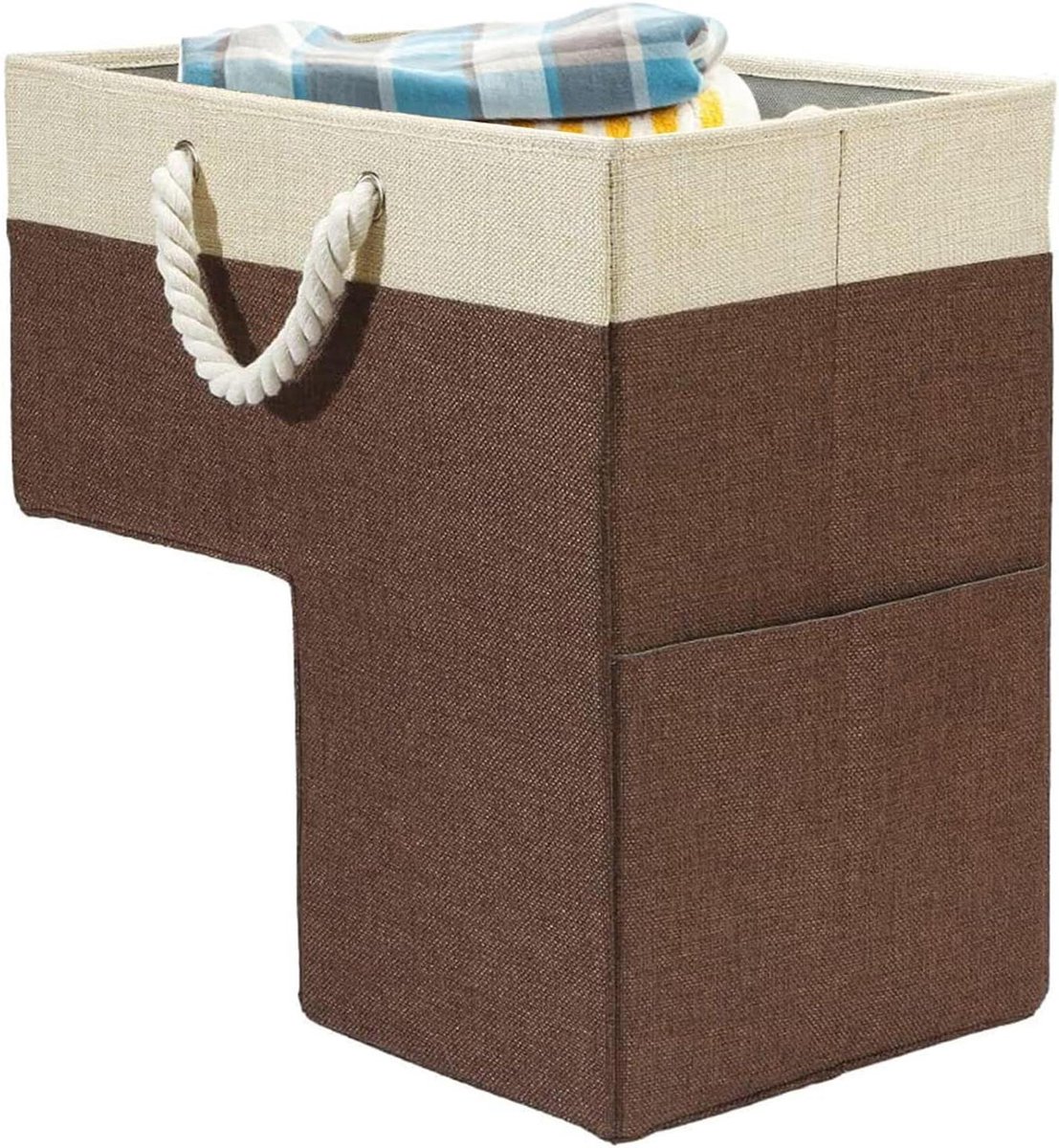 Trappenopbergmand - Wasmand L-vorm - Ruimte Maximaliseren - Met Handgrepen - M - Blauw