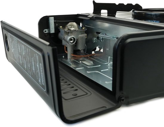 KAD® Camping Gasstel - Draagbaar Camping Gasstel - 1-Pits Kooktoestel - Inclusief Koffer - Automatische Ontsteking - Compacte Gaspit voor Buiten - Zwart - ‎34cm x 26cm x 8cm van Kad — afbeelding 5