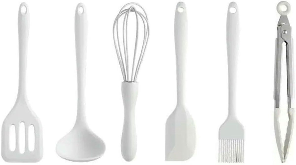 Keukengerei Set - Bakspullen - Koken en Bakken - Food Grade Siliconen - 6 Delig - Wit