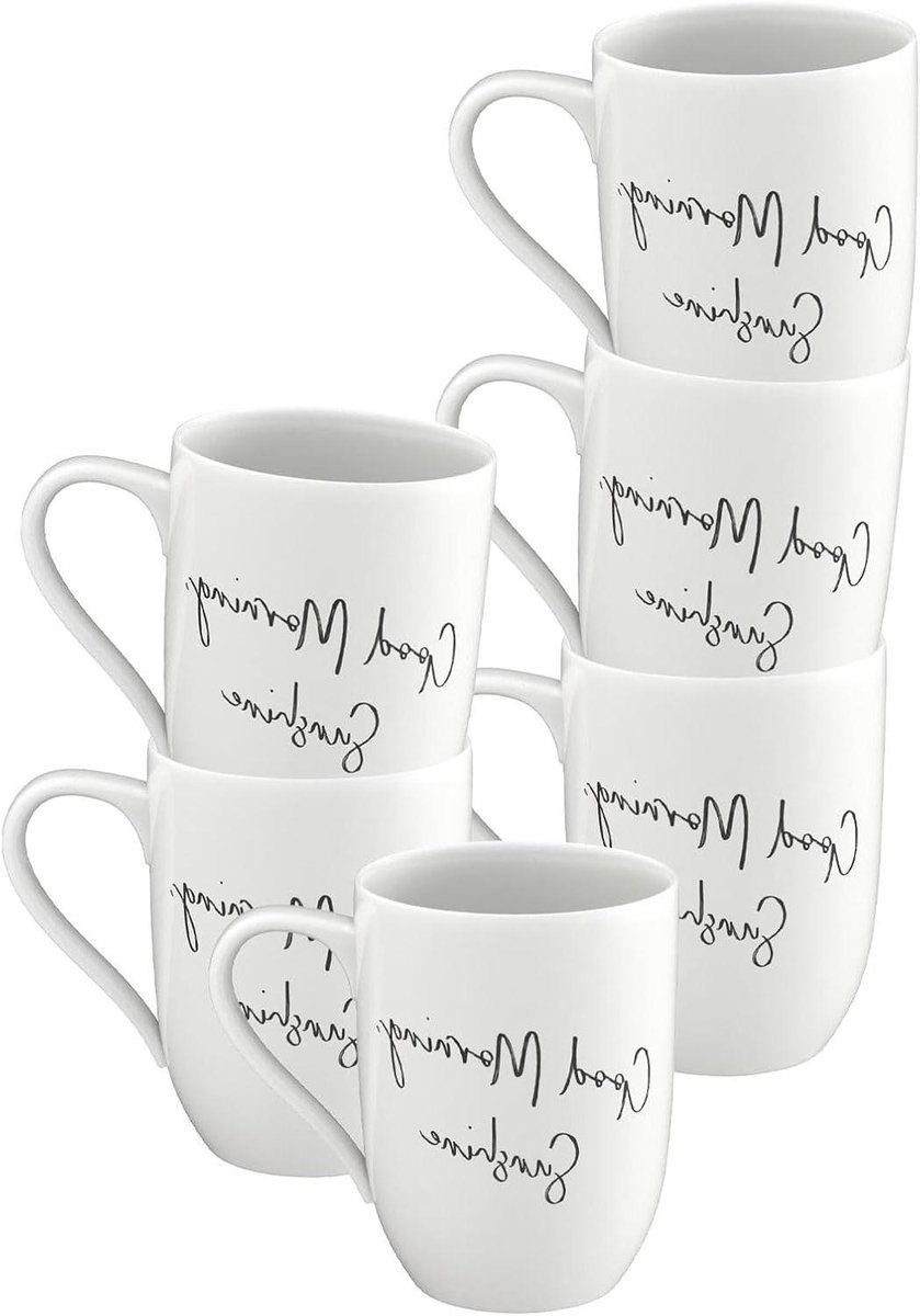 Statement Mok - Kop met tekst - Ochtendkoffie Drinken - Mix & Match Design - 280 ml - Wit Zwart