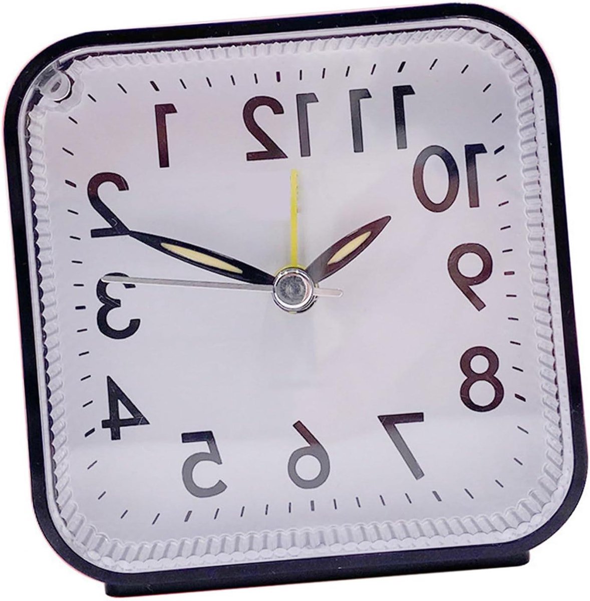 Wekker Batterij - Analoge Klok - Reizen Bureau - Stil Tikkend - 9 x 6 cm - Zwart