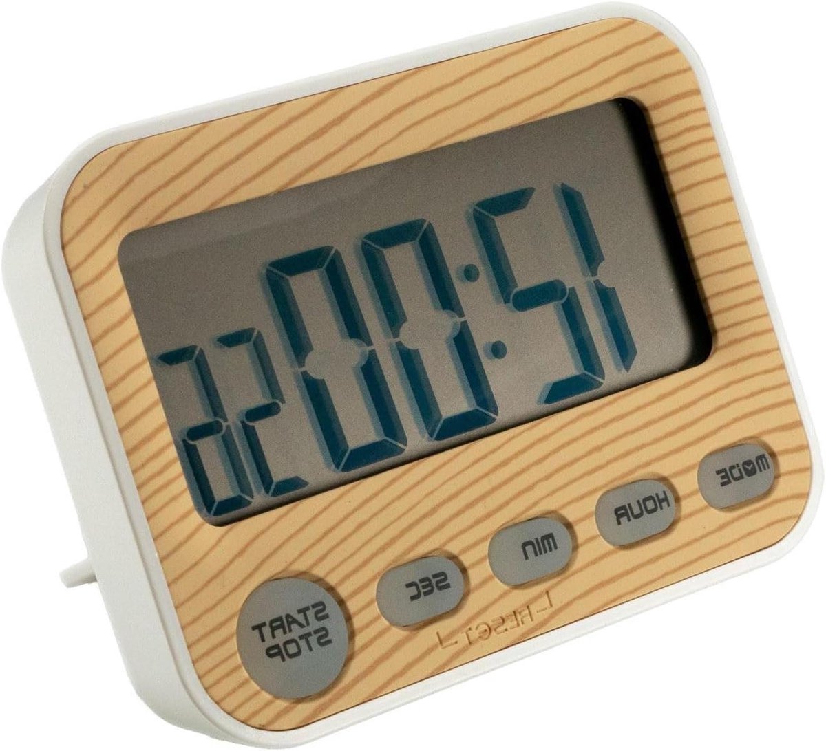Digitale Timer - Keukenklok Wekker - Koken Tellen - Hout-look Design - 9 x 3 x 7 cm - Bruin