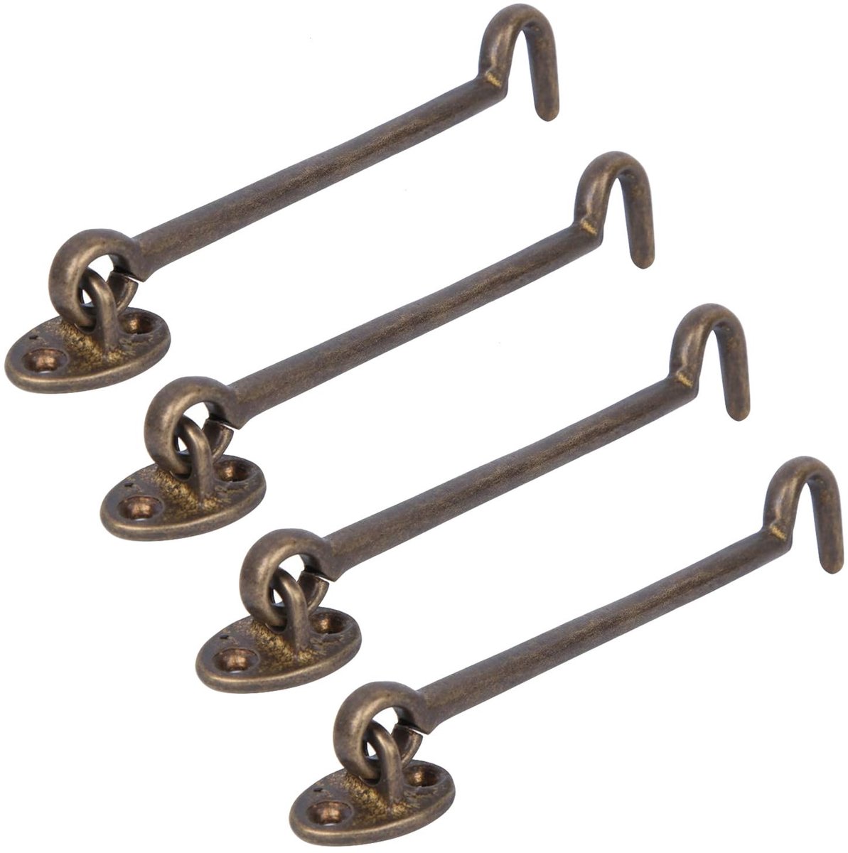 aladdien - Messing Privacy Haak Deurslot - 6.7 inch Hook Eye Latch - 4 Stuks voor Veiligheid - Geschikt voor Binnen- en Buitendeuren - Eenvoudig te ...