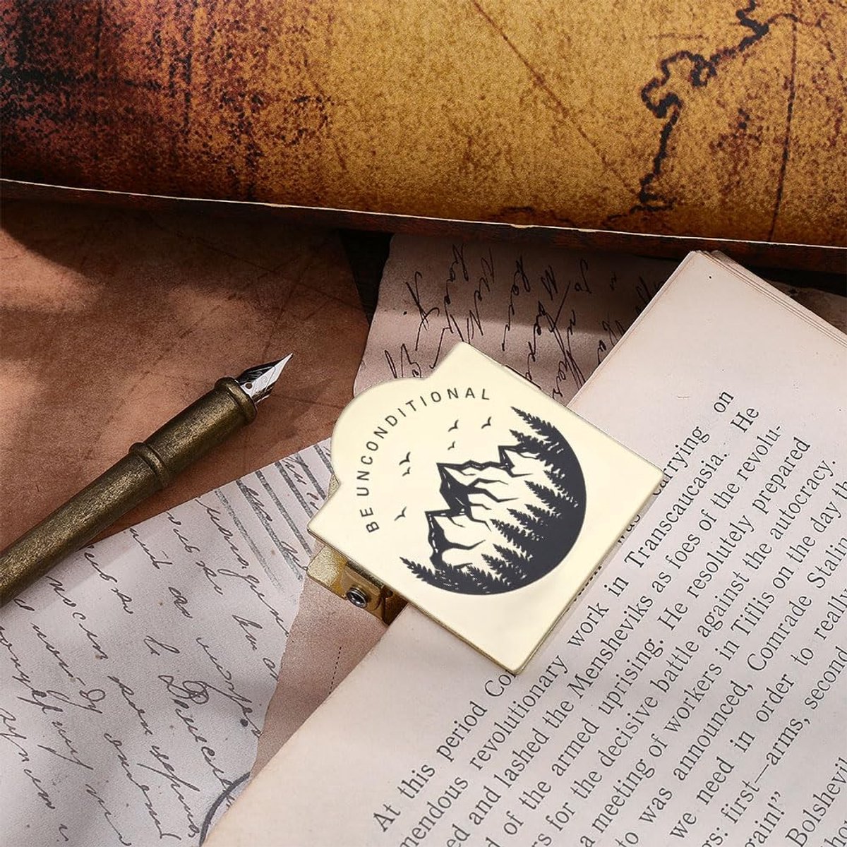 SPHProducts - Berglandschap Dagboek Clip - Vintage Metalen Boekclips - Perfect voor Notitieboek en Planner - Creatief Schrijven - Handige Accessoires -...