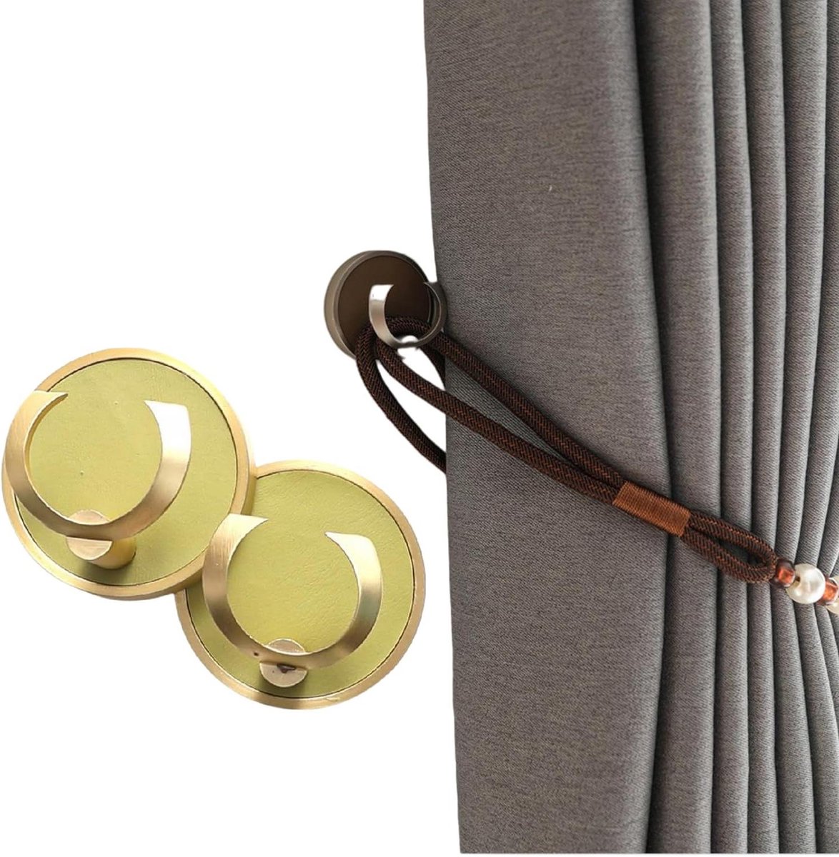 Gordijn Tiebacks Haak - Gordijn Haken - Gordijnen Houden - Aluminiumlegering - 6cm Diameter - Gras Groen
