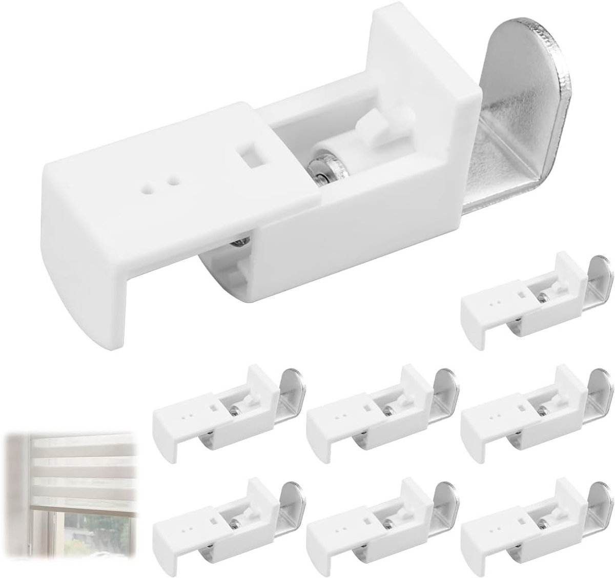 Allecto Plus - 8 Stuks Plissé Klemhouders Zonder Boren - Set Metalen Plissé Houder - Klembevestiging - Reserveonderdelen