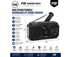 Noodpakket! Noodradio op Zonne-energie met Powerbank & Handslinger – FS Power Pack – AM/FM/WB Radio – LED Zaklamp – USB Oplaadbaar – Solar Crank Radio – Outdoor & Survival Noodpakket 2026FS Power Pack Noodradio Solar & Hand Crank –Outdoor Nood