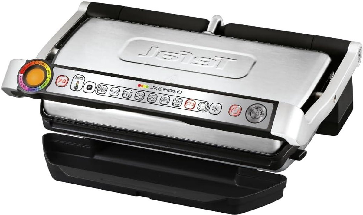 Elektrische Contactgrill - Grillplaat Bakplaat - Perfect Grillen - Automatische Kooksensor - XL Grilloppervlak - Zwart Zilver