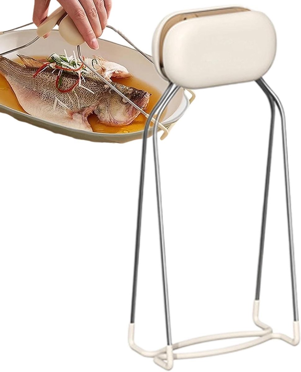 Hete Plaat Tang - Schotel Klem - Veilig Koken - Anti-verbranding Grip - 19.2 cm - Grijs