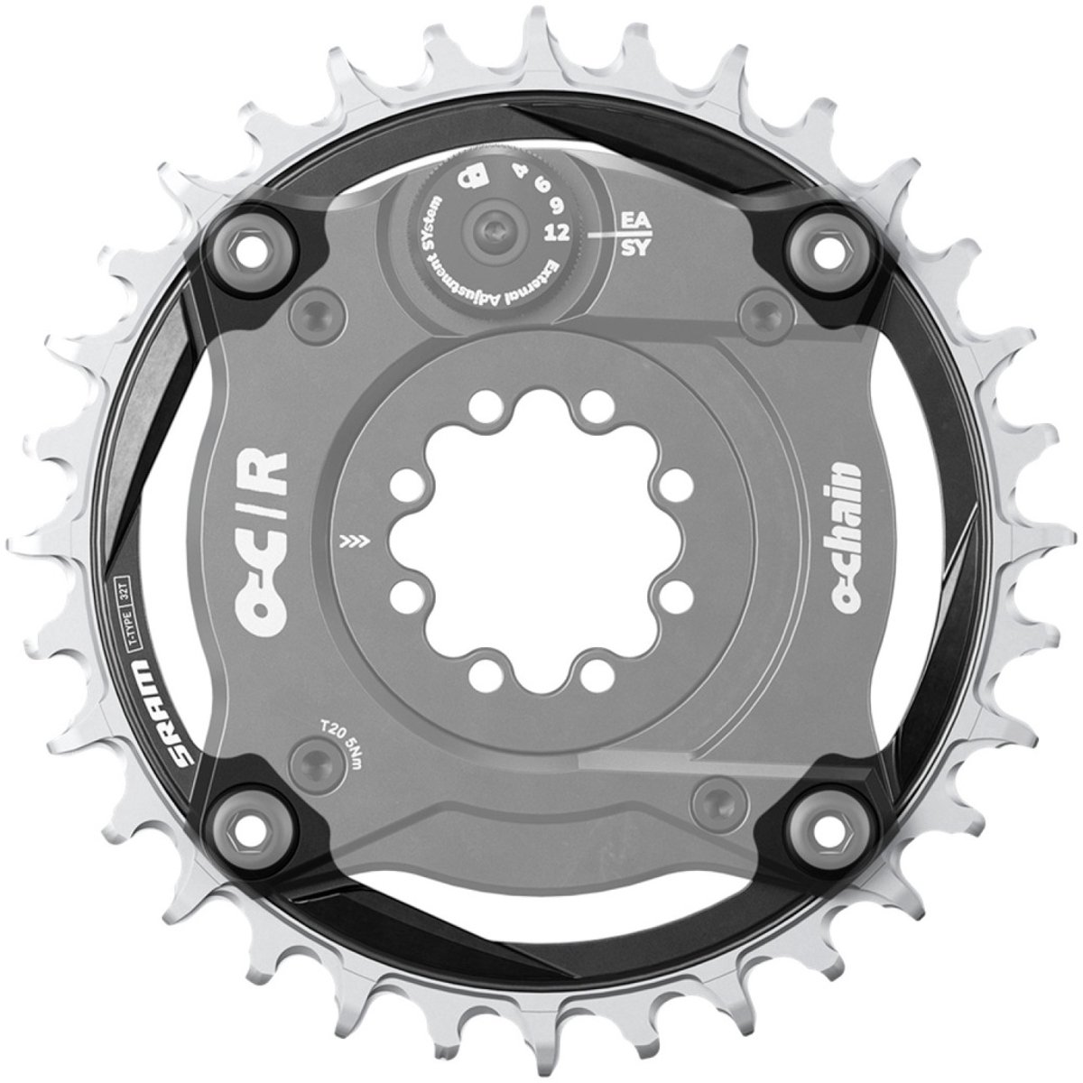 Sram Ochain Chainring Xx T-type 104 Bcd Black-silver - UNI