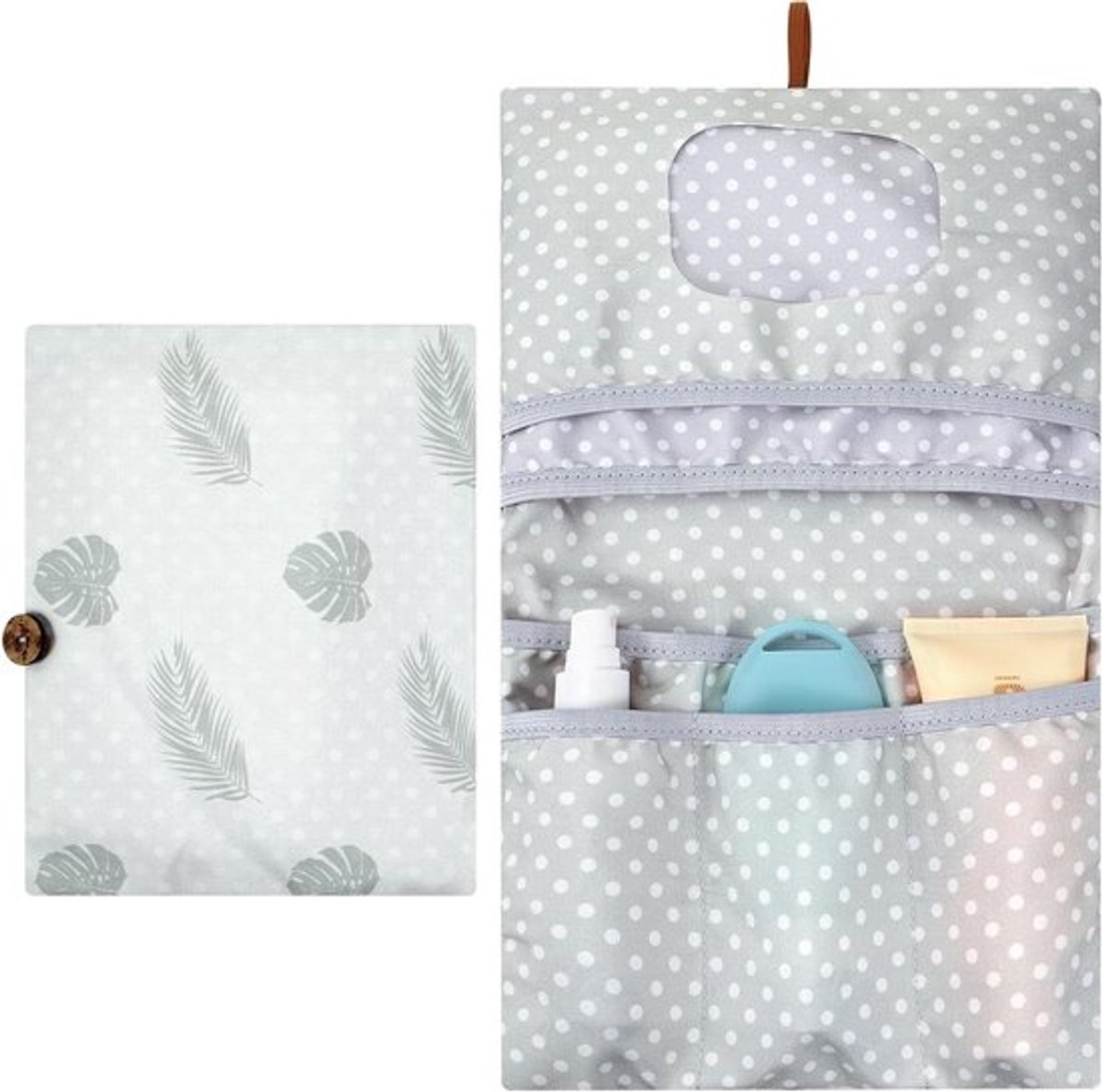 Draagbare luiertas en aankleedkussen voor onderweg. Organizer voor babyverzorging.