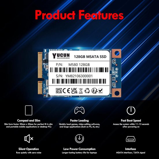 Snelle Interne Solid State Drive SSD 128GB MSATA III van Snelle — afbeelding 4