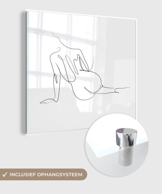 Tableau en verre avec un dessin au trait incluant une vue détaillée du système de suspension fourni.
