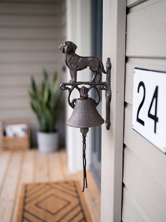 Clayre & Eef Ouderwetse Deurbel Hond 14x14x24 cm Bruin Metaal — afbeelding 2