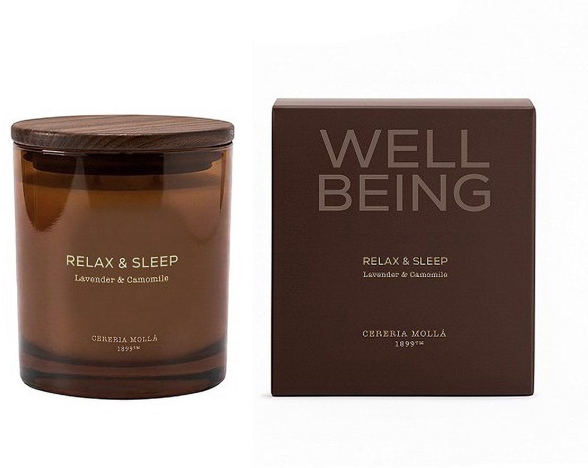 Well Being - RELAX & SLEEP - Geurkaars 370 gram 2 lont/wick - Lavender & Camomile - Cereria Mollà 1899 - NIEUW
