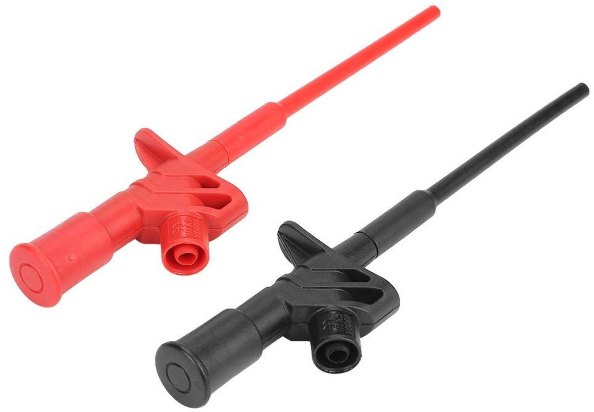 Testsondes Set - Meetklemmen Pincet - Elektrisch Testen - Volledig Geïsoleerd - 15 cm Lengte - Rood Zwart
