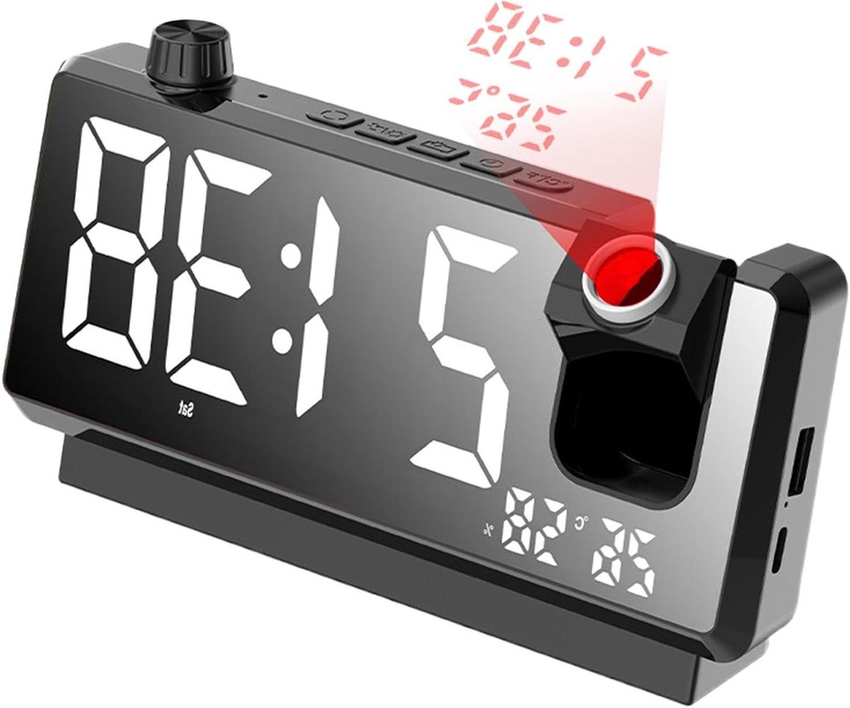 Digitale Projectieklok - Wekker - Tijd Weergeven - 180 Graden Draaibaar - 18.6 cm Breed - Zwart