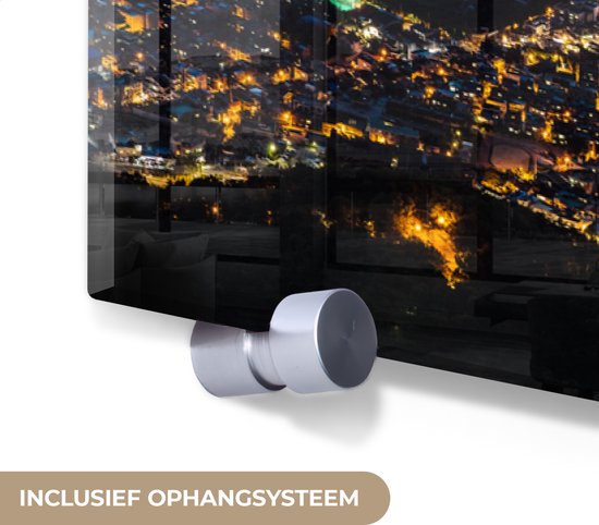 ® Glasschilderij 120x60 cm - Schilderij acrylglas - Panorama van Daegu vanuit Apsan berg in Zuid-Korea - Foto op glas - Muurdecoratie woonkamer - Wanddecoratie slaapkamer - Schilderijen
