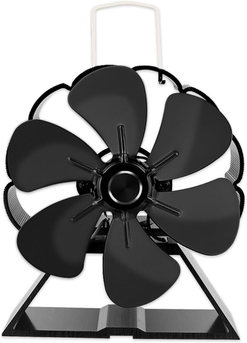 Haard Ventilator - Warmte Ventilator - Efficiënte Warmte - Zelfaanzuigend - 6 Bladen - Zwart