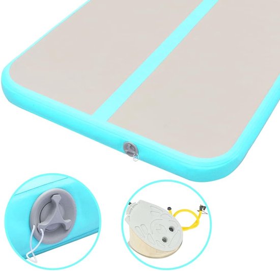 Opblaasbare gymnastiekmat - Turnmat Airtrack - Thuis sporten - Inclusief pomp - 400 x 100 cm - Groen — afbeelding 4