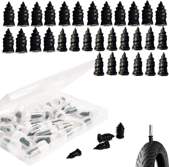 Rubberen Schroefbandenpluggen - Bandenservice Kit - Bandreparatie Onderweg - Zelfverspreidend Afdichtmiddel - 10 Stuks - Zwart — afbeelding 4