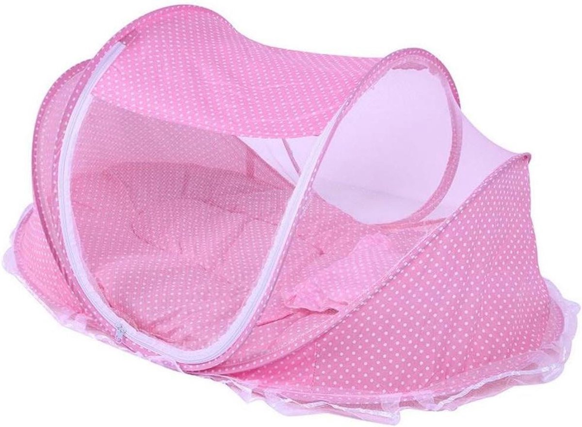 Babymuggennetten set - Inklapbare wieg - Veilig slapen - Ademend mesh - 110 x 65 x 60 cm - Roze