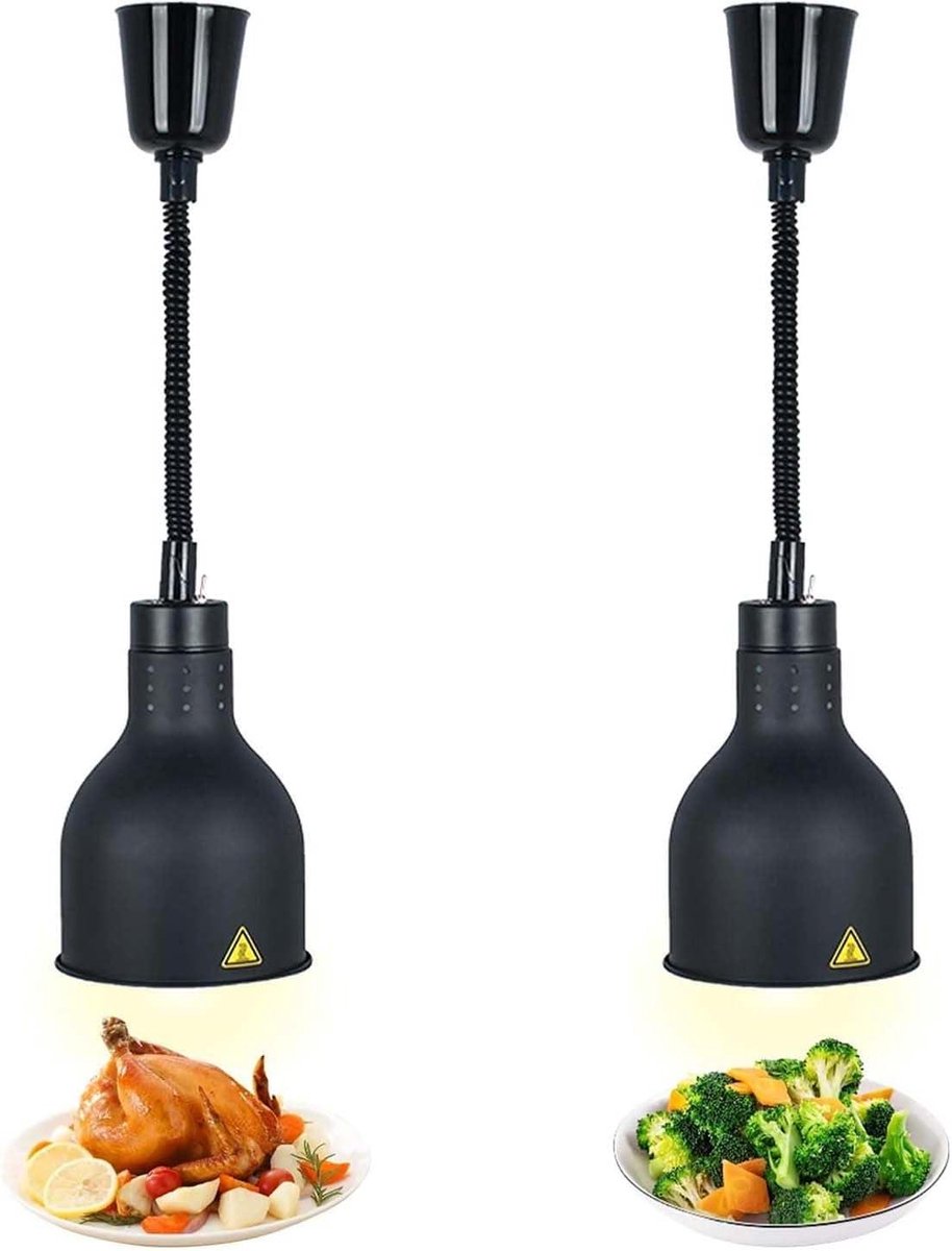 Voedselverwarmer Lamp - Buffet Lamp - Eten Warm Houden - Roestvrij Staal - 2 stuks - Zilver