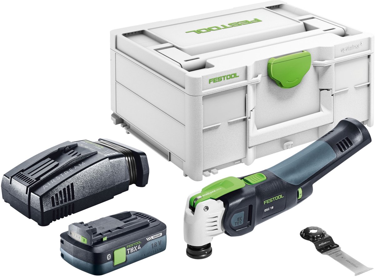 Festool OSC 18 E-Basic accu-oscillator 18 V Starlock Max Brushless + 1x accu 4,0 Ah + snellader + Systainer