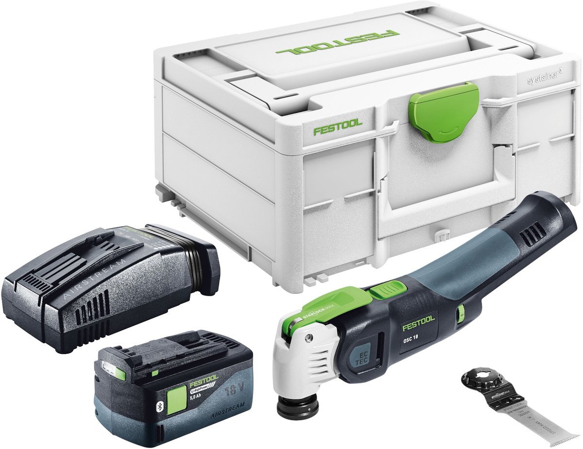 Festool OSC 18 E-Basic accu-oscillator 18 V Starlock Max Brushless + 1x accu 5,0 Ah + snellader + Systainer