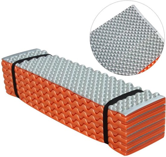 Kampeer Mat - Slaapmat Vochtwerend - Buiten Kamperen - Dubbelzijdig Ontwerp - 190 x 61 cm - Zilver Oranje — afbeelding 5