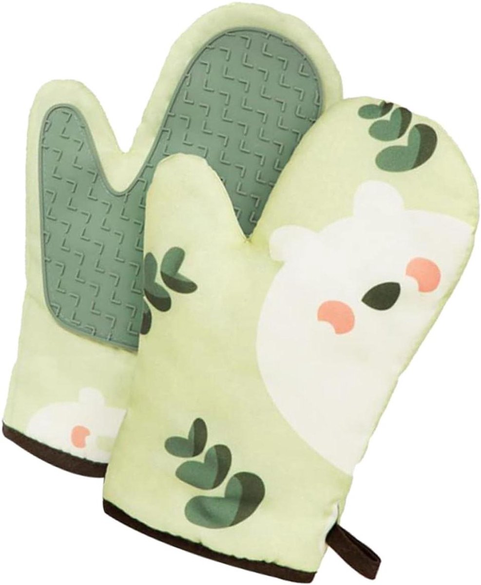 Hittebestendige Wanten - Ovenhandschoenen Keuken - Veilig Koken - Hitte- en Stoombestendig - 275 x 175 cm - Groen