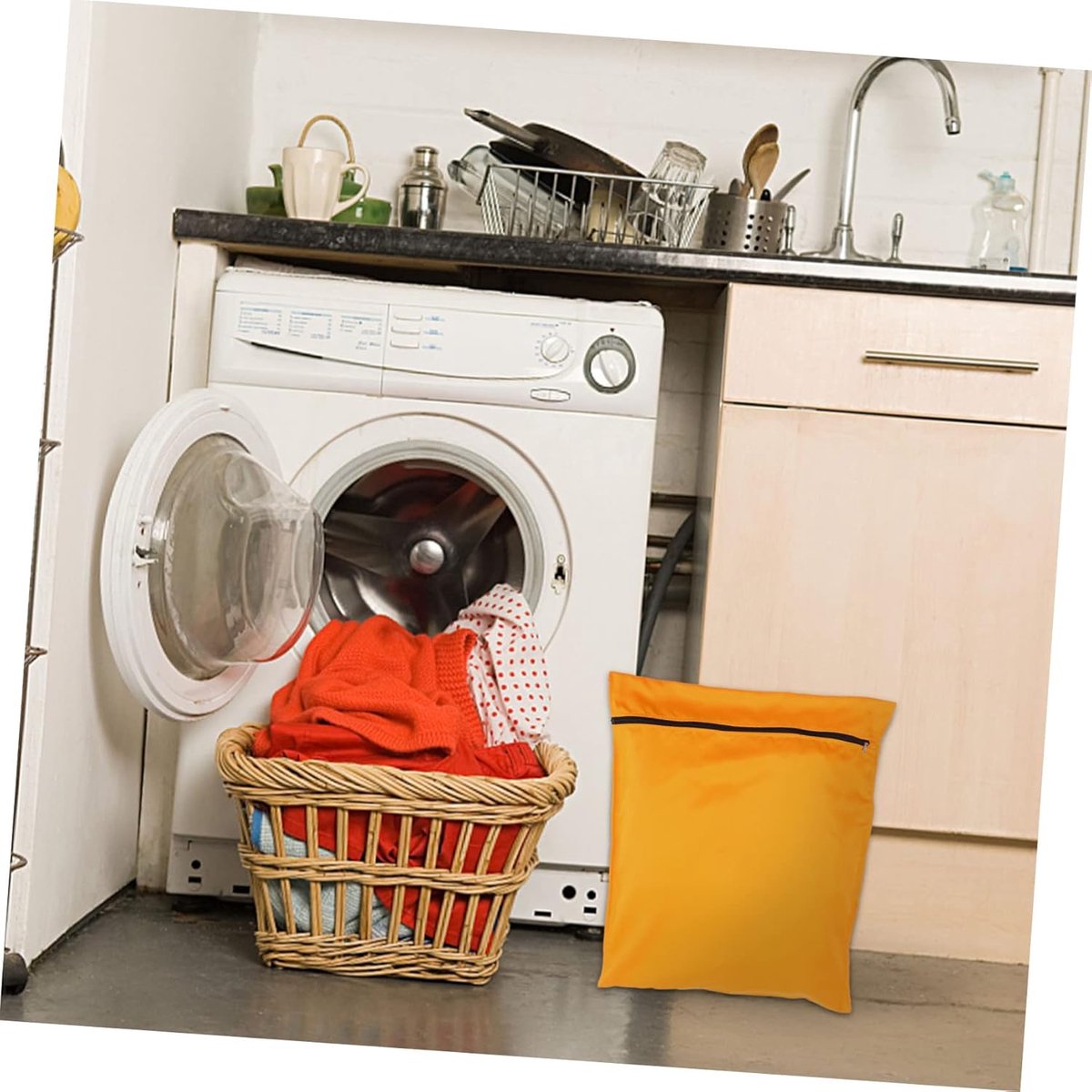 Waszak Huisdier - Opbergzak - Wassen Kleding - Stevig Polyester - 70x60cm - Oranje