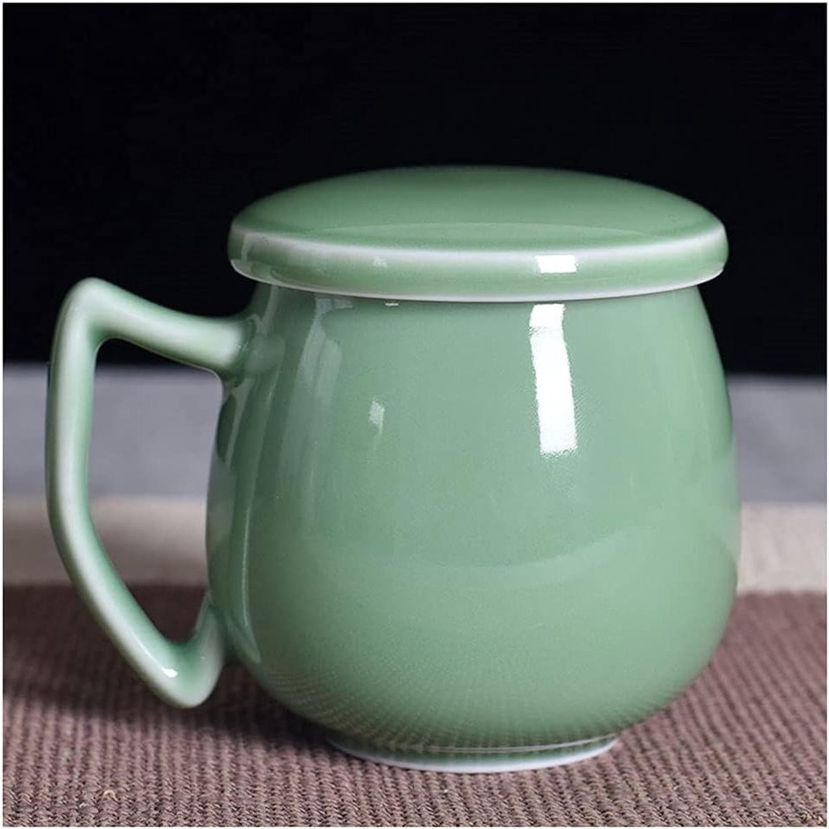 Keramische Mok - Theekop Office - Thuis en Kantoor - Met Theefilter - 400 ml - Celadon