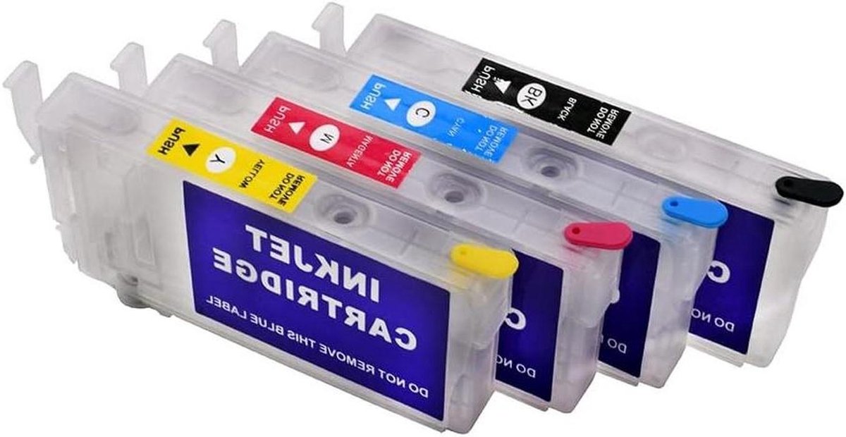 Navulbare Inktcartridges - Set van 4 - Printers Bijvullen - Met Chip - Leeg - Kleur