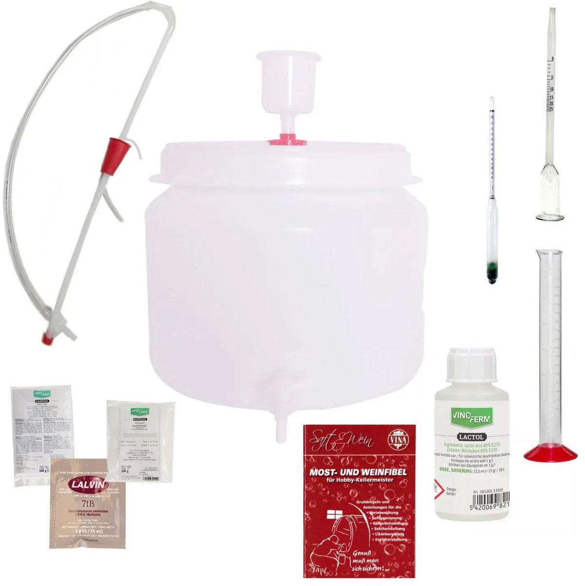 Wijn maken startset met 30L kunststof gistvat, spundventiel, tapkraan en complete accessoires voor beginners