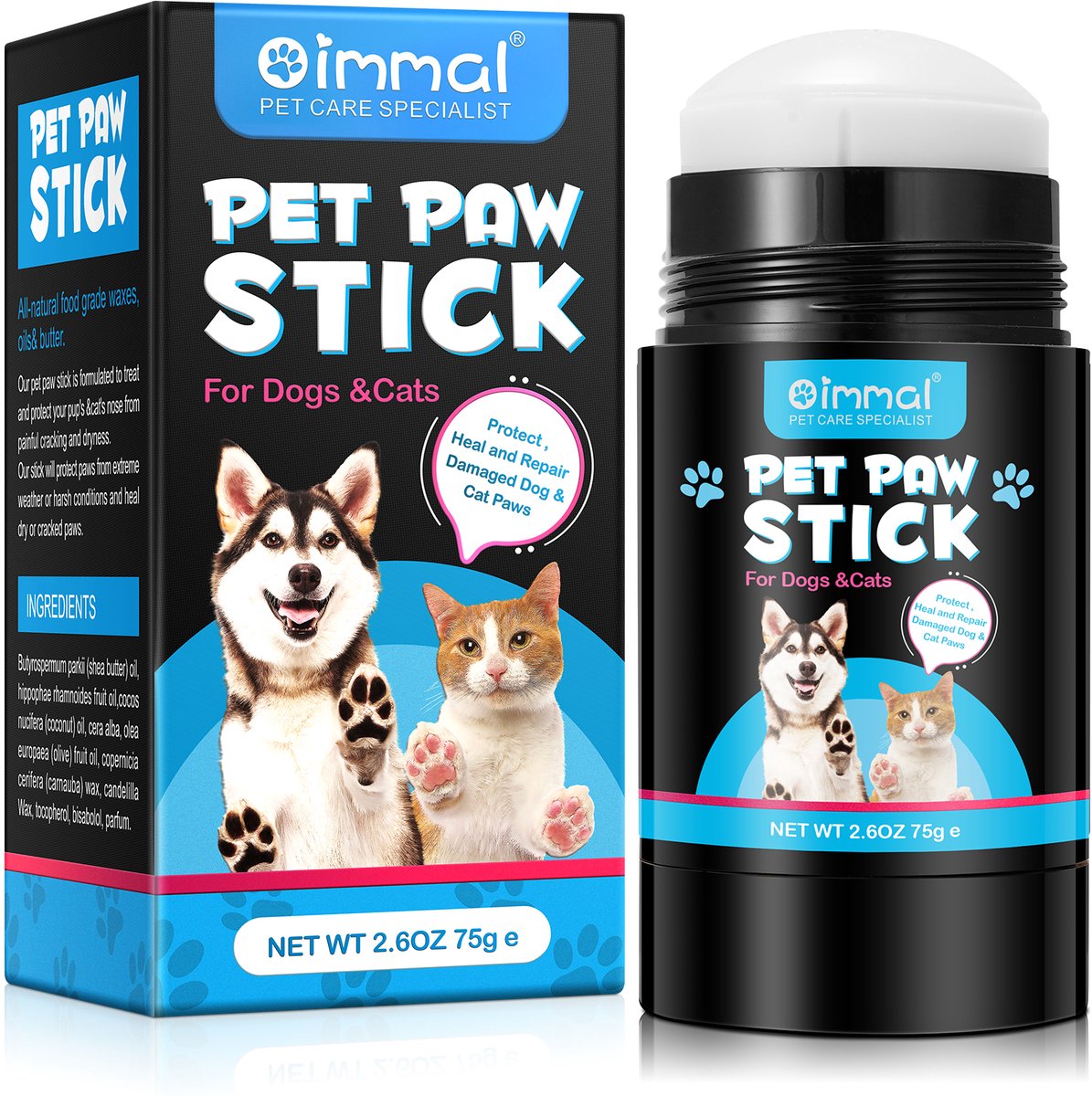 Oimmal Pet Paw Stick voor Honden & Katten – Poot- en Neusverzorging – 75g