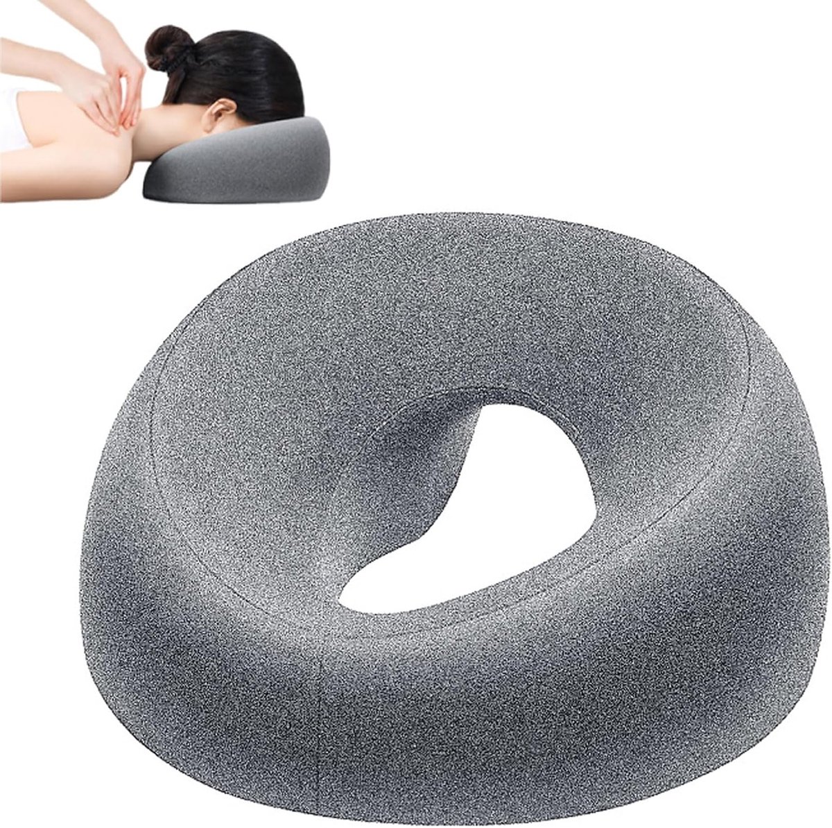 U-vormig Massage Kussen met Hoofdeind, Geheugenfoam Kussen voor Ontspanning en Salons, Ideaal voor Massage en Slaap (Grijs)