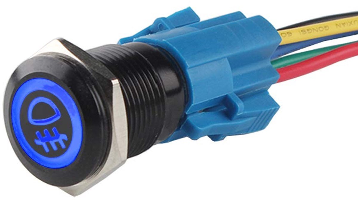 aladdien - Rocker Switch - Waterdicht - Blauw LED Licht - 19mm 12V 5A - Voor Auto en Truck - Hoogwaardige Schakelaar - Betrouwbaar en Duurzaam