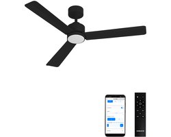 CREATE - Stille plafondventilator 40W met licht - Zwart - Ø132cm - WIFI + Afstandsbediening - WIND MODERN