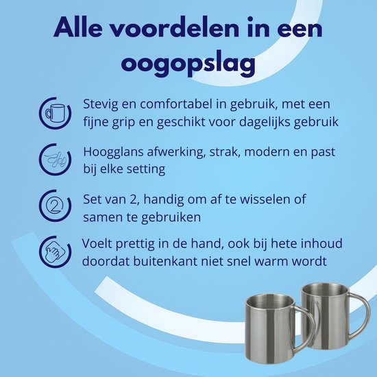 Knaak Set van 2 Dubbelwandige Mokken - Roestvrij staal - 300ML — afbeelding 3