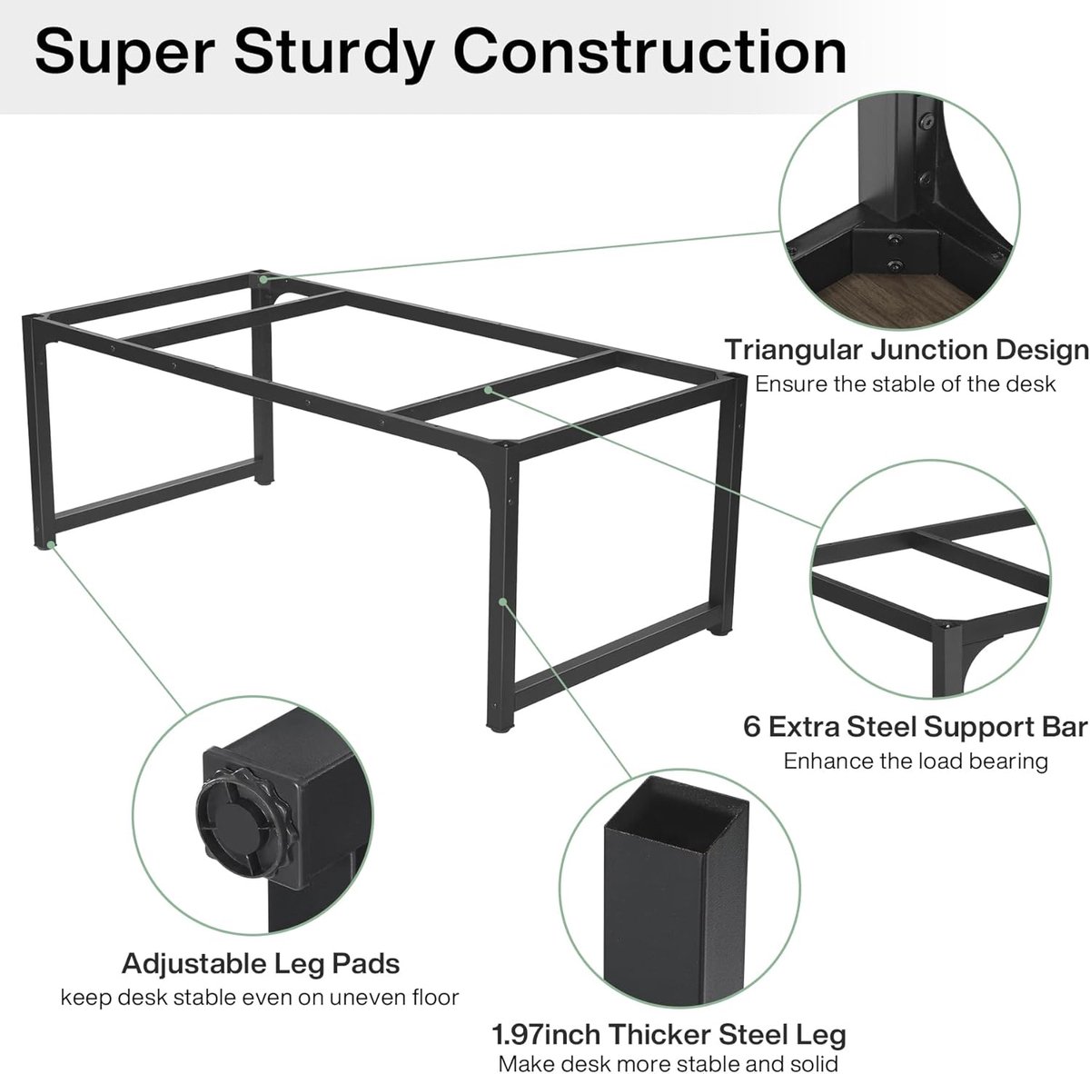 Computerbureau 180x80 cm Industrohome – Groot Industrieel Bureau Grijs/Zwart, Extra Sterk Stalen Frame, Krasbestendig Werkblad, Ergonomisch Thuiskantoor Bureau, Gaming & Werktafel, 180 cm Computertafel