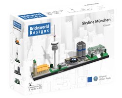 Bricksworld BOC-SKY-MUN Architectuur Skyline München (D) modules Frauenkirche, Olympiaturm, Vierzylinder & Ruhmeshalle. Samengesteld uit originele nieuwe LEGO® onderdelen.
