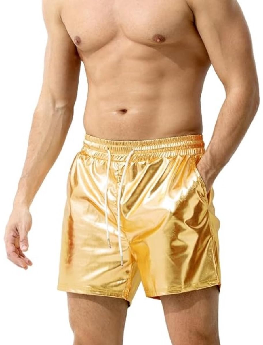 ONF3 - Rave Shorts - Casual Clubwear - Met Zakjes - Metallic Kleur - Ideaal voor Festivals - Trendy en Comfortabel - Voor Mannen