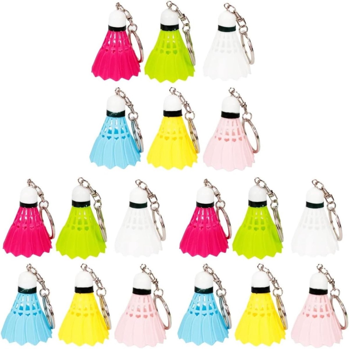ONF3 - Mini Badminton Sleutelhangers - Kleurrijke Sleutelhanger Set - 18 Stuks - Sportieve Sleutelhanger - Voor Kinderen en Volwassenen - Divers...