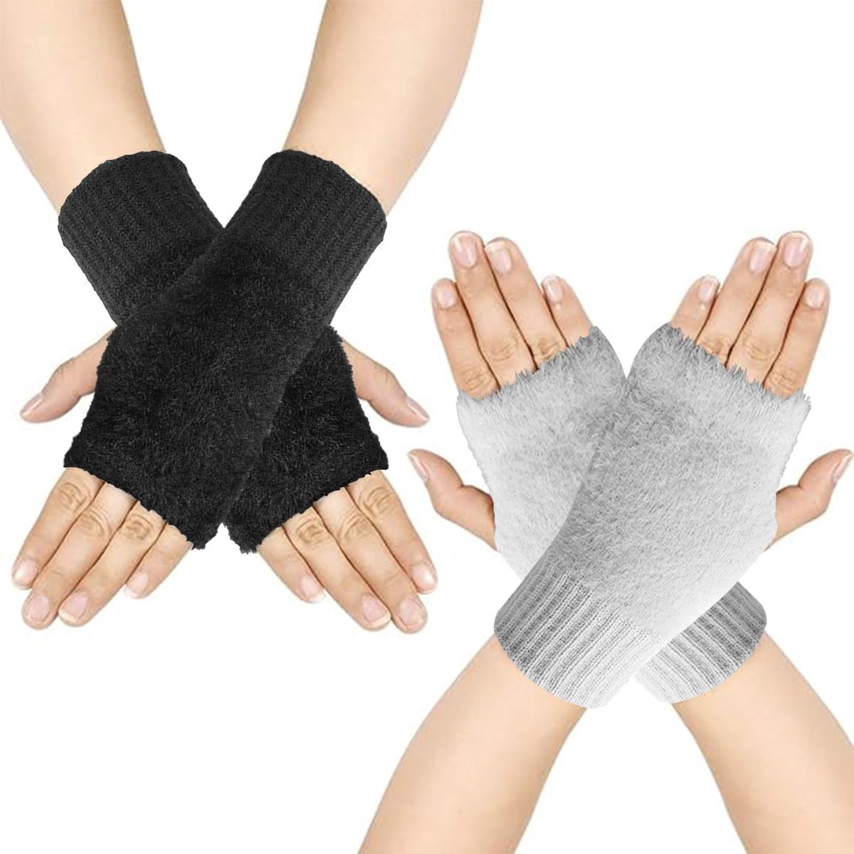 aladdien - Vingerloze Winterhandschoenen - Vrouwenaccessoires - Warm en comfortabel - Zwart en Grijs - Ideaal voor koude dagen - Bescherming tegen k...